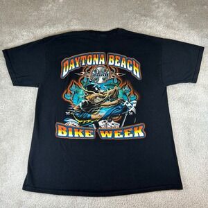 Vintage Y2K T-Shirt Men's XL Black Daytona Beach Bike Week 2008‎ Graphic Tee USA
